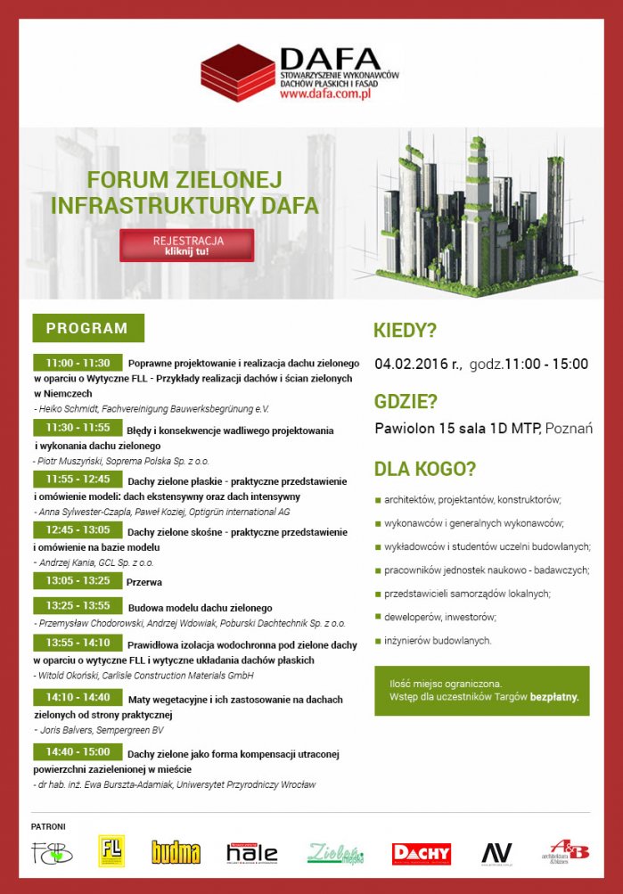 Wydarzenia i Nowo������������������ci - Forum Zielonej Infrastruktury DAFA - 4.02.2016
