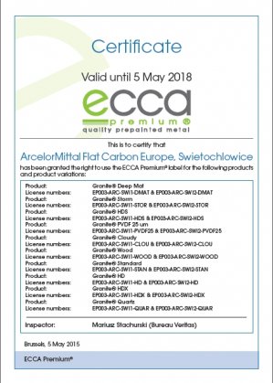  - ArcelorMittal wyróżniony etykietą ECCA Premium®
